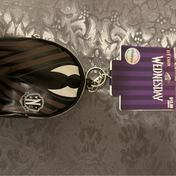 Claire's Wednesday Purple and White Keychain - Picture 2 of 10
